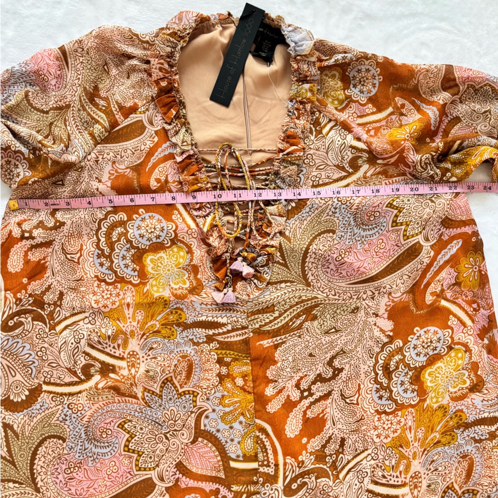 HOUSE OF HARLOW 1960 A-Line Chiffon Bobo Trapeze Swing Mini Dress—NWT—XS - Picture 15 of 16